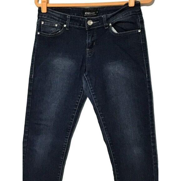 Gogo Jr 9 Low Rise Rhinestone Blue Ankle Jeans - Picture 2 of 11